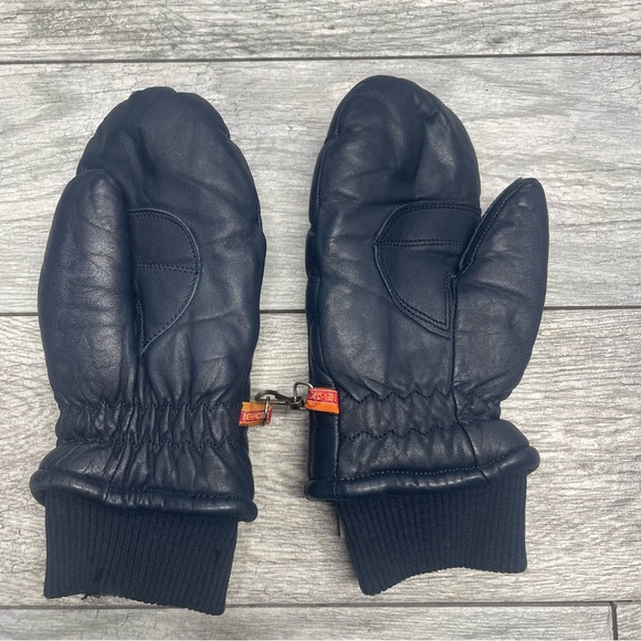 Vintage Kombi Blue Leather Mittens Diamond Pattern Women's Medium - Picture 2 of 8